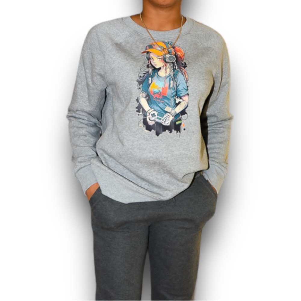 Athletic Works Women’s Fleece Crewneck Long Sleeve Graphic Sweatshirt Large